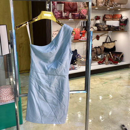 NWT Michael Costello Ice Blue One Shoulder Ava Midi Dress